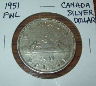 1951 Fwl Canada Silver Dollar One Dollar Coin 80 Silver photo