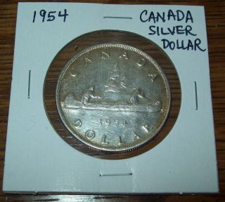 1954 Canada Silver Dollar One Dollar Coin 80 Silver photo