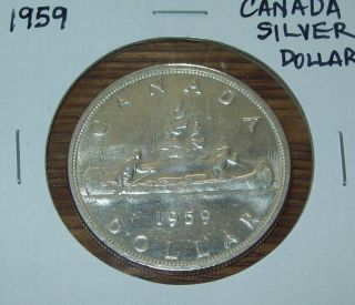 1959 Canada Silver Dollar One Dollar Coin 80 Silver photo
