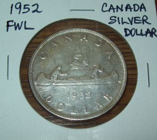 1952 Fwl Canada Silver Dollar One Dollar Coin 80 Silver photo
