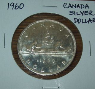 1960 Canada Silver Dollar One Dollar Coin 80 Silver Uncirculated photo