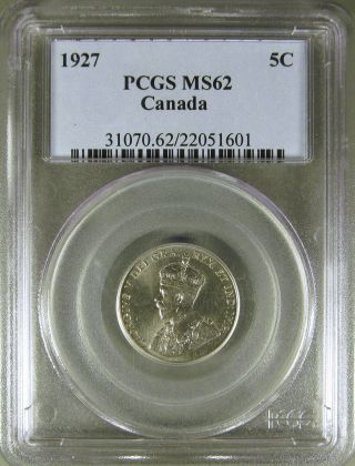 Canada: 1927 5 Cents Pcgs Ms62 photo