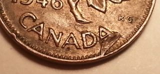 Error Coin 1946 Flaw Planchet Under Canada George Vi Penny S81 photo