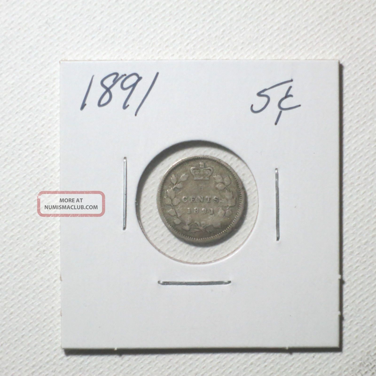 Canadian Silver Five Cent Coin Year 1891 Coins: Canada photo