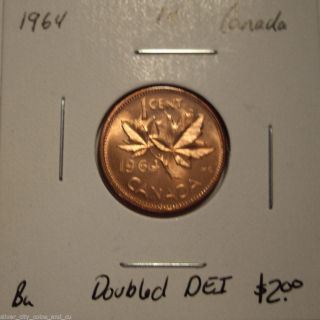 Canada Elizabeth Ii 1964 Doubled Dei Small Cent - Bu photo