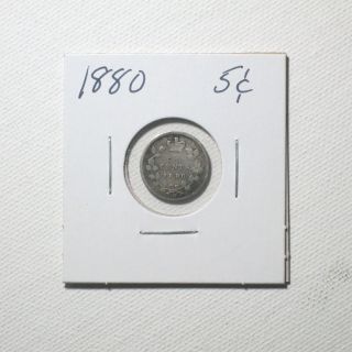 Canadian Silver Five Cent Coin Year 1880 photo