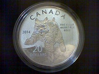 Rcm 2014 Fine Silver $20 For $20 Coin `the Bobcat photo