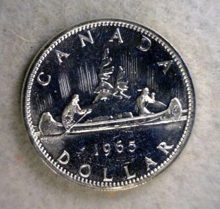 Canada Silver Dollar 1965 Bu Coin (stock 0045) photo
