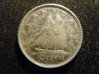 1948 - Canada 10 Cent Coin (key Date) - Silver - Canadian Dime - World - Ab3048 photo