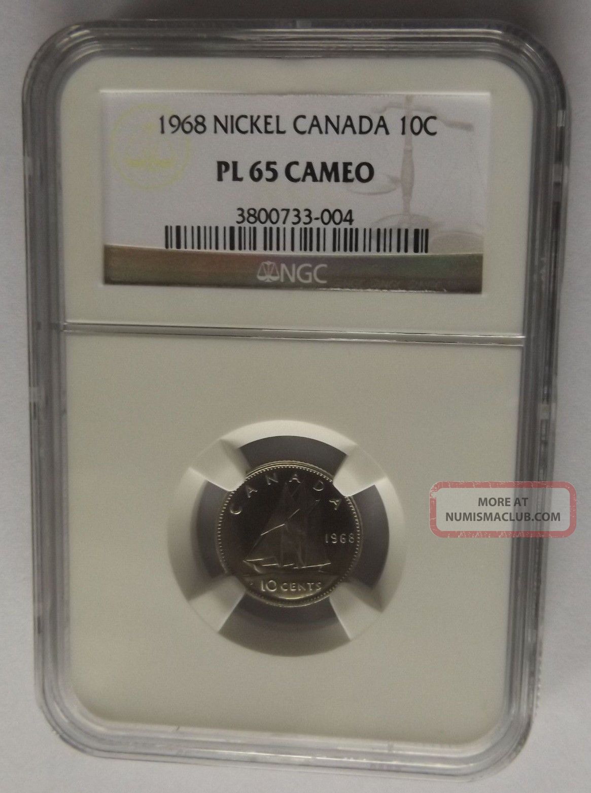 1968 Canada Ten Cent Ngc Pl65 Cameo Dime Nickel Variety Rare In Pl & Cameo Coins: Canada photo