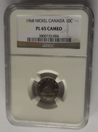 1968 Canada Ten Cent Ngc Pl65 Cameo Dime Nickel Variety Rare In Pl & Cameo photo
