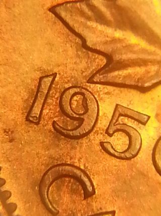 Error Coin 1956 Die Chip In 9 Of Date & Beside D Of Canada Elizabeth Ii Penny S9 photo