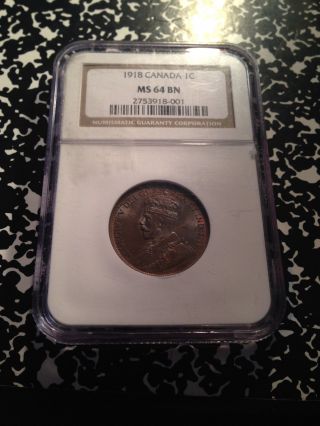1918 Canada Large Cent Ngc Ms64 Brown G446 Coin photo