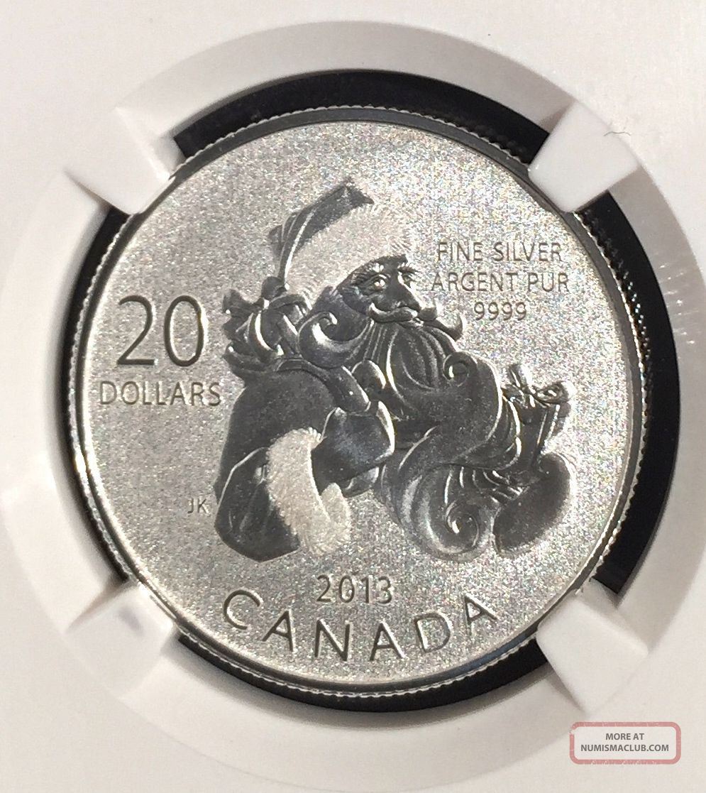 2013 - Canada - Holiday - Santa - 20 - Dollars - 9999 - Fine - Silver - Ngc Sp 69 Coins: Canada photo