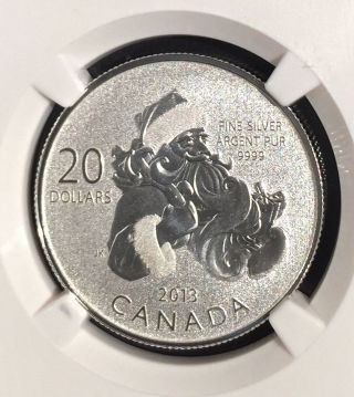 2013 - Canada - Holiday - Santa - 20 - Dollars - 9999 - Fine - Silver - Ngc Sp 69 photo