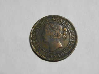 1859 Canada Victoria One Cent With Slightly Offset 9 Usa photo