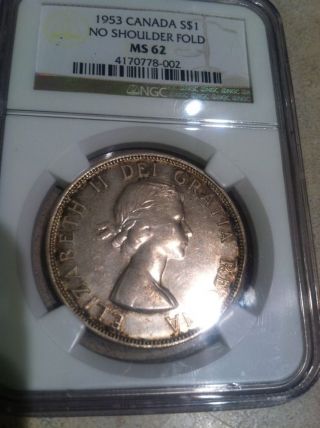 1953 Canada Silver Dollar Ngc Ms62 Nsf Us& Canada photo