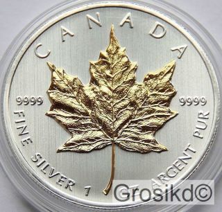 Canada 2013 $5 Maple Leaf 1 Oz 0.  999 Silver Gilded Very Rare photo