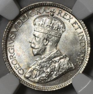1929 Ngc Ms 64 Canada Silver 10 Cents Choice Bu State King George V Coin photo