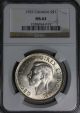 1937 Ngc Ms 63 Canada Bu First George Vi Silver Dollar (14121001) Coins: Canada photo 2