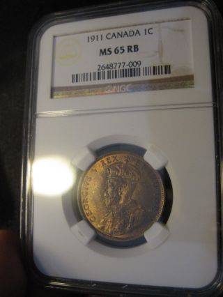 Canada 1911 Large Cent Ngc Ms - 65 Rb photo