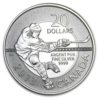 2013 20$ Canada Uncirculated Fine Silver Coin.  9999 Hockey (2013) - photo