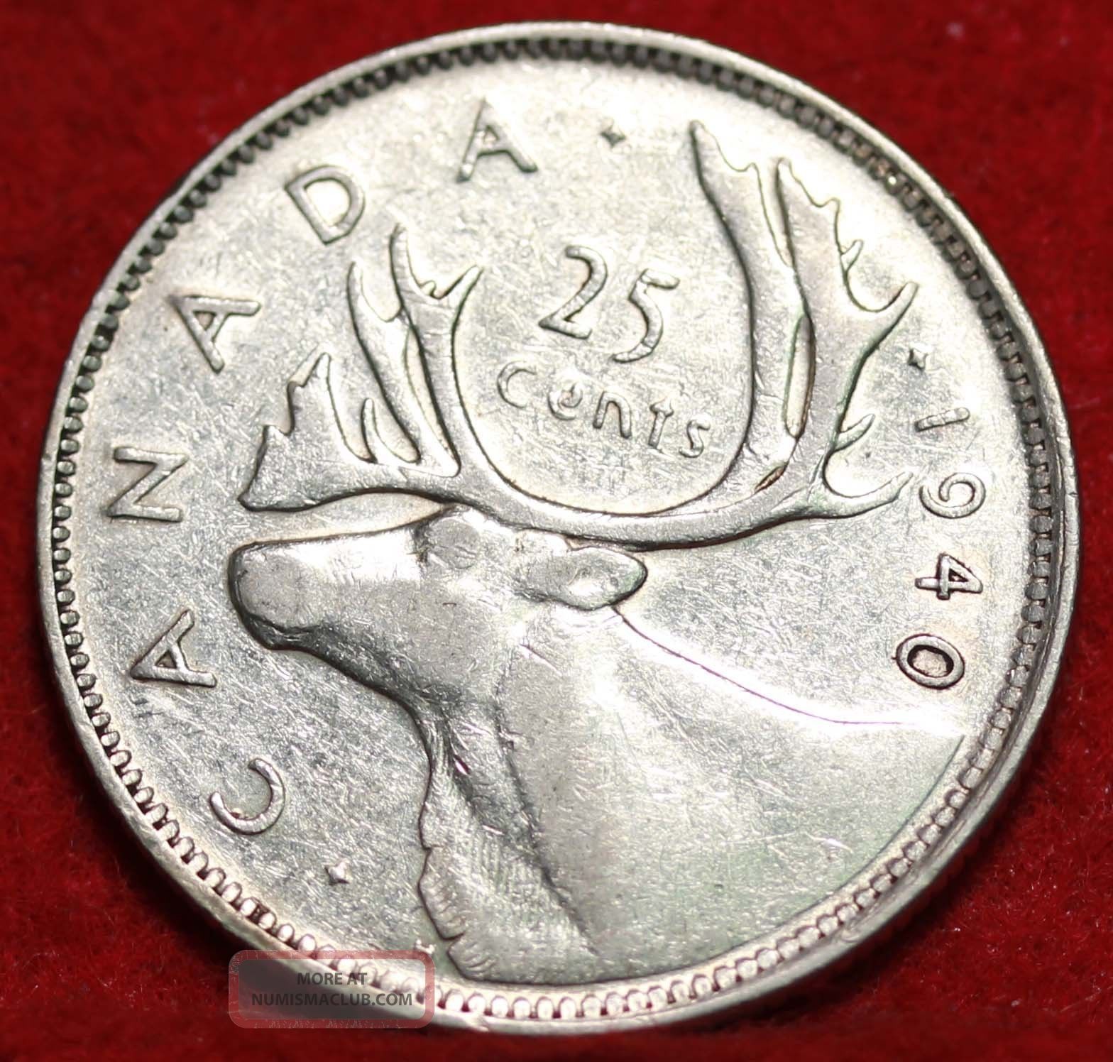 1940 Canada 25 Cents Silver Foreign Coin S h 1940-canada-25-cents-silver-foreign-coin-s-h