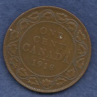 Canada 1 Large Cent Coin 1918 King George V Canadian Penny - 1¢ photo