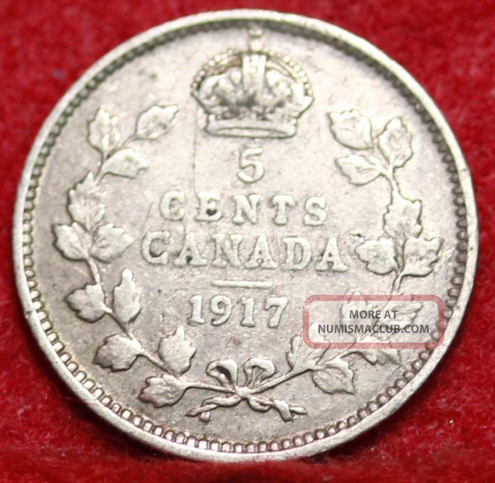 1917 Canada 5 Cents Silver Foreign Coin S h 1917-canada-5-cents-silver-foreign-coin-s-h