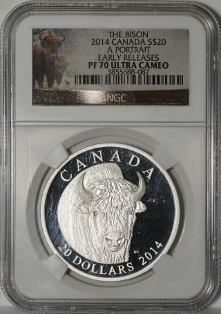 Canada - The Bison - 2014 - $20 - A Portrait - Ngc - Pf 70 Ultra Cameo (1 Of 4) photo