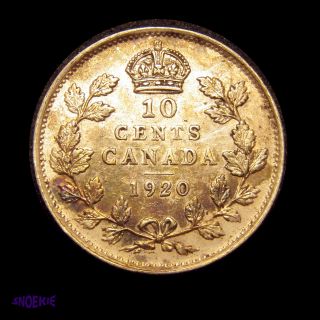 1920 Cda Silver 10 Cent Coin (george V),  Au,  Gorgeous Multi - Golden Toning photo