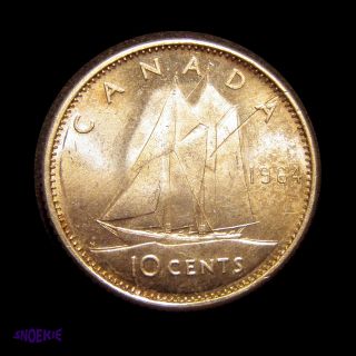 1964 Cda Silver 10 Cent Coin (elizabeth Ii),  Xf,  Brilliant Lustre photo