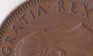 1949 Canada 1 Cent Coin - Doubling Of Gratia Rex photo