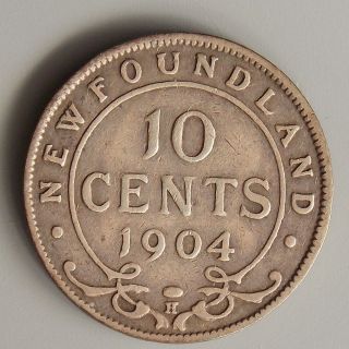 1904 10 (ten) Cent Newfoundland Canada Canadian Silver Coin photo