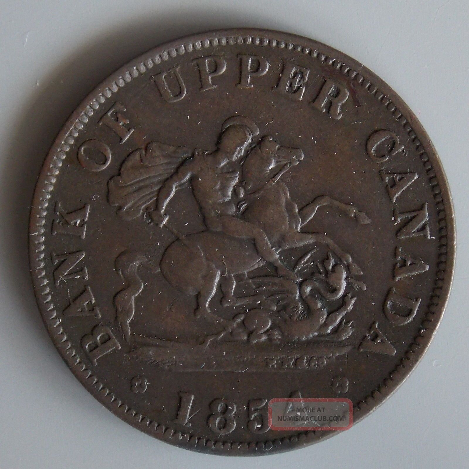 Province Of Canada Half Penny Bank Of Upper Canada Token 1857 Pc - 5c1 Breton 720 Coins: Canada photo