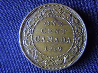 1919 - Canada - Large - One - Cent - Coin -  - Canadian - Penny - H56 photo
