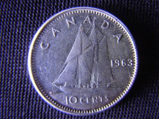 1963 - Canada 10 Cent Coin (silver) - Canadian Dime - World - 9f photo