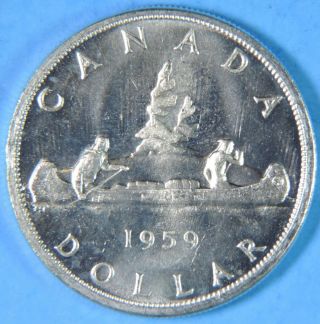 1959 Canada Elizabeth Ii Silver Dollar $1 Gem Bu Brilliant Uncirculated Coin photo