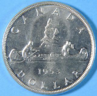 1953 Canada Elizabeth Ii Silver Dollar $1 Gem Bu Brilliant Uncirculated Coin photo