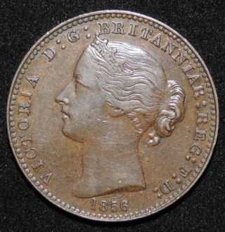 1856 Province Of Nova Scotia Victoria One Penny Token Au Almost Uncirculated photo