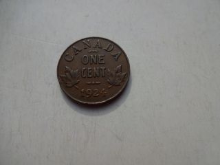 Key Date 1924 Canada Canadian Small One Cent Penny In Fine photo