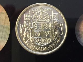 Canada 1957 Bu,  Flawless Silver 50 Cent Coin photo