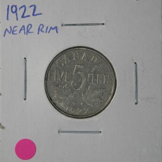 1922 Canada 5 Cent Coin - Near Rim Variety (id:pnk) photo