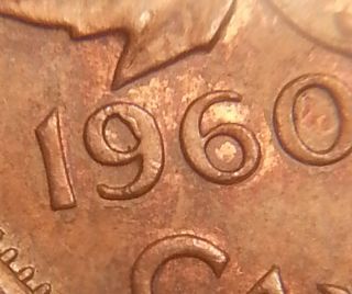 Error Coin 1960 Die Chip In 9 Of Date Elizabeth Ii Canada Penny S8 photo