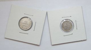 1945 & 1942 Newfoundland 10 Cents & 5 Cents - Silver photo