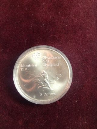 Royal Canadian Xxi Olympic Silver Dollar Bu Strike $5 Face Value Coin photo