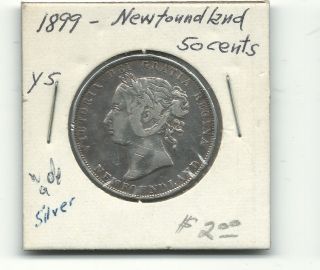 1899 Newfoundland Wide 9 50 Cents Silver Coin.  925 photo