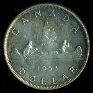 1953 Canada Silver Dollar,  Iccs Certified Ms - 63 Sf; Swl photo