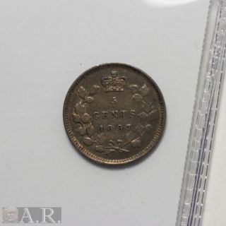 Canada 5 Cents 1897 Silver Vf/xf photo