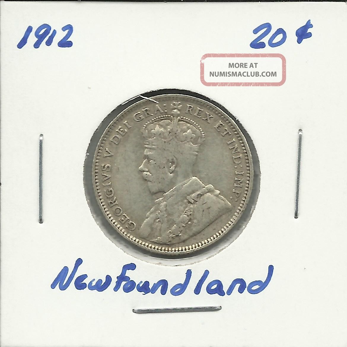 1912 Newfoundland 20 Cent Coin (10284) Coins: Canada photo